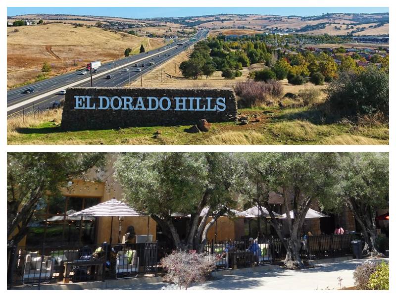 El Dorado Hills, CA sign and cafe